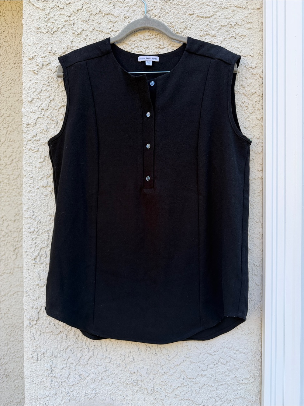 James Perse Women's Black Sleeve 1/2 Button Placket Shirt Size 2/M